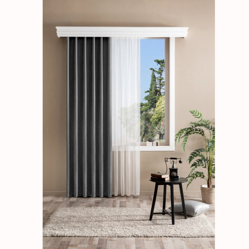 Bright Fon Perde Koyu Gri